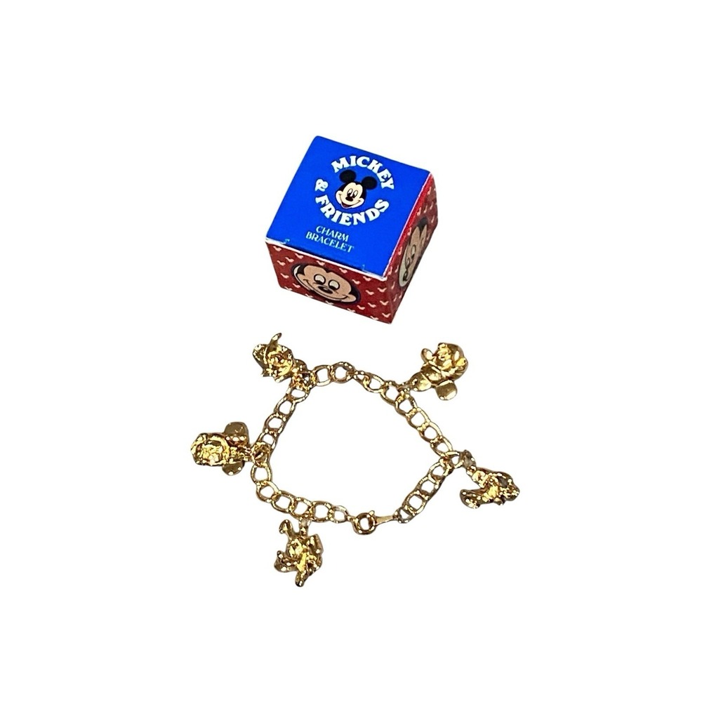 Mickey And Friends Charm Bracelet Vintage Avon 1990 2 Sided Charms Faces